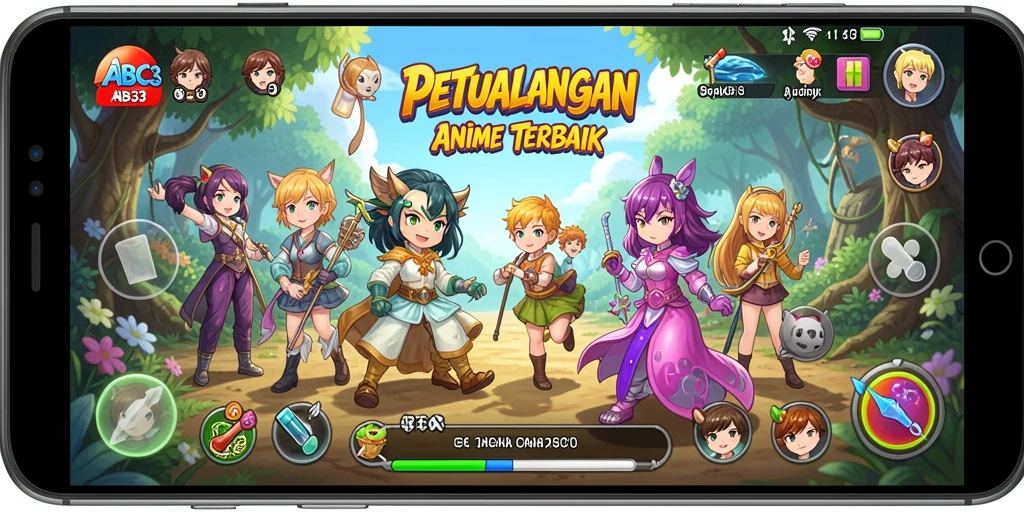 Tampilan gameplay menawan dari ABC33 dengan karakter anime yang hidup.