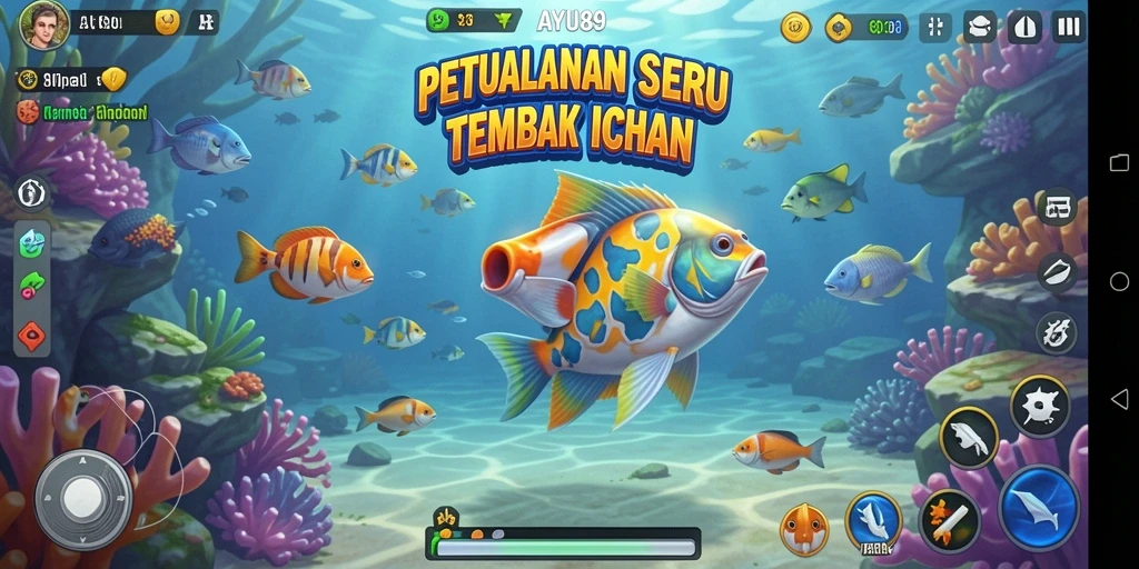 Tampilan seru gameplay AYU89 dengan aksi Tembak Ikan.