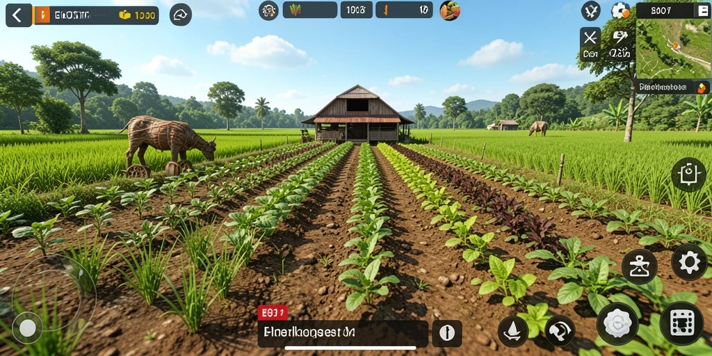 Tampilan gameplay menarik dengan suasana bertani yang asri.