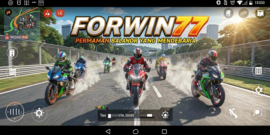 Tampilan gameplay balapan motor yang intens dan menegangkan.