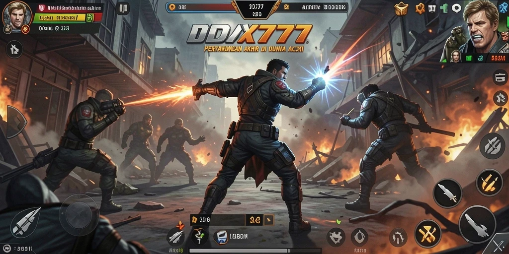 Screenshot menunjukkan pertarungan seru dengan grafis menakjubkan dari IDX777.