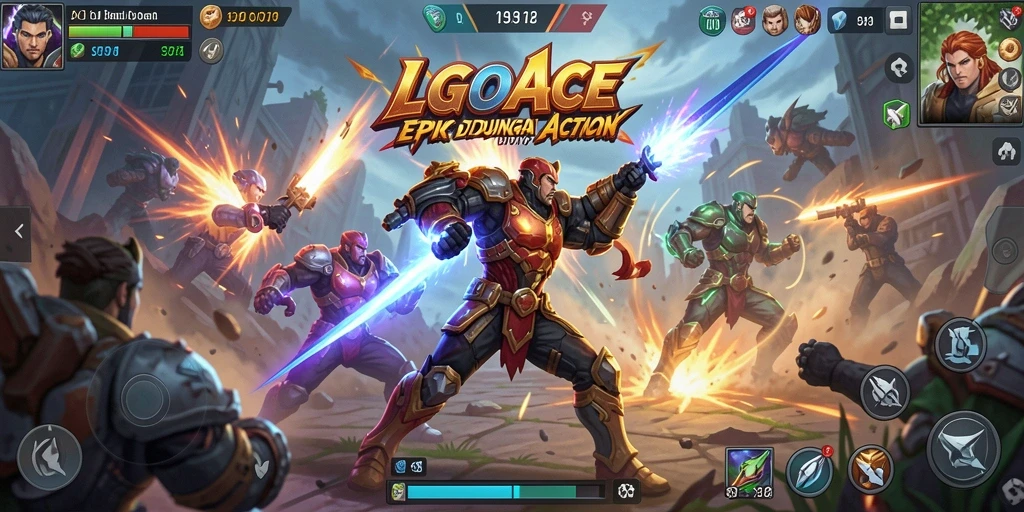 Screenshot LGOACE menunjukkan aksi pertempuran yang intens dan mendebarkan.