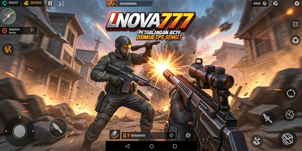 Screenshot LNOVA777 menampilkan aksi seru dalam gameplay TPS.