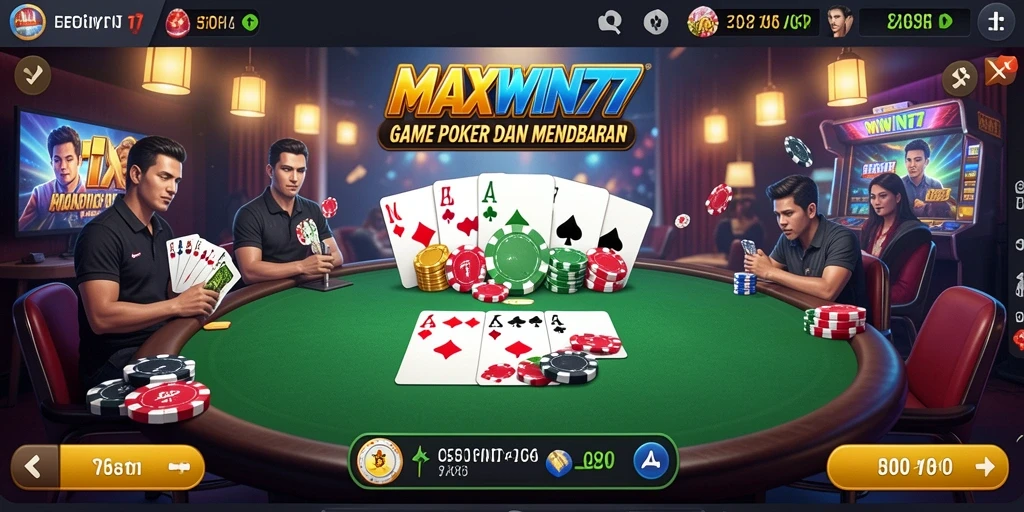 Tampilan gameplay menarik dari <strong>MAXWIN77</strong> dengan koleksi kartu poker.