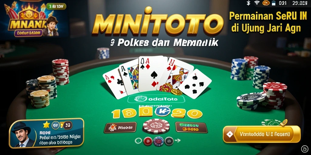 Tampilan gameplay seru di MINITOTO dengan suasana poker yang mendebarkan.
