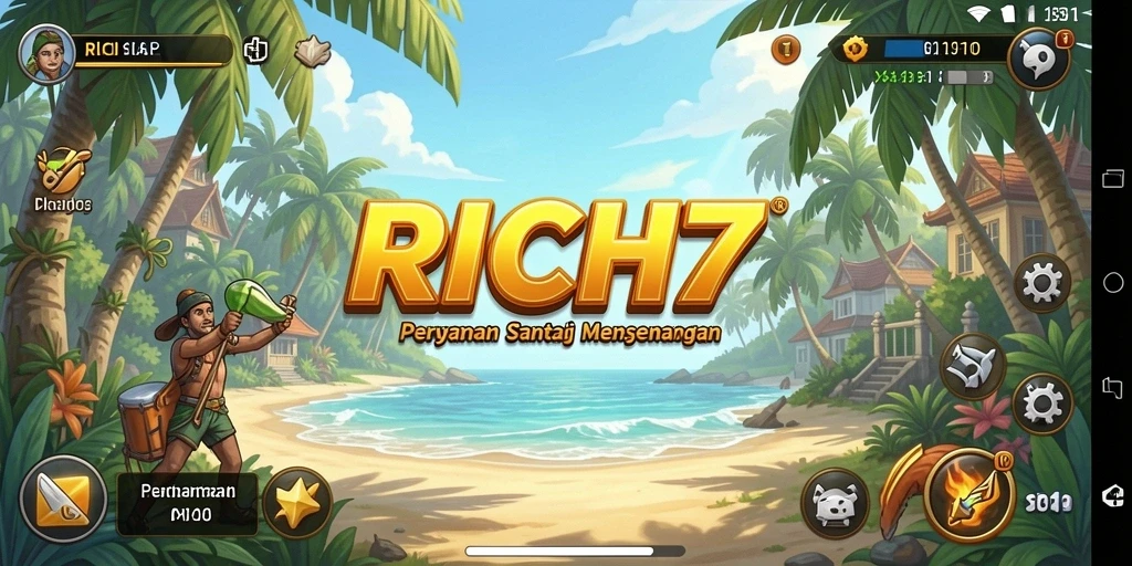 Tampilan utama gameplay RICH7 yang penuh warna dan menarik.