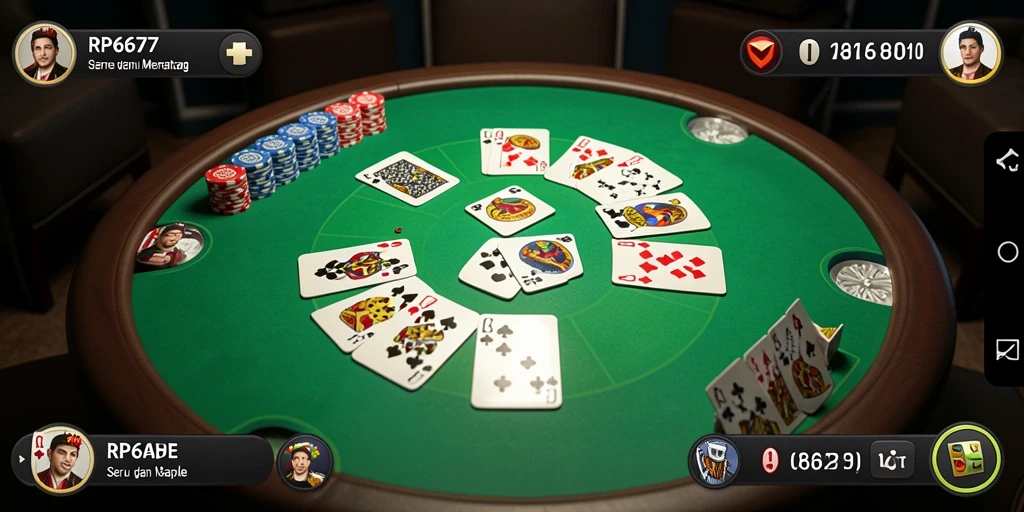 Screenshot utama RP6677 menampilkan gameplay Gaple yang seru.