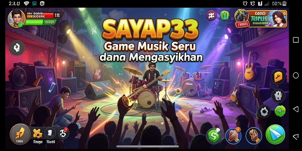 Tampilan gameplay menarik dengan beragam alat musik.