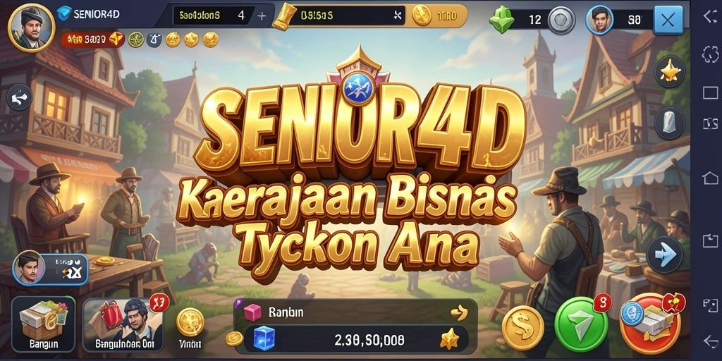 Screenshot gameplay SENIOR4D yang menampilkan strategi bisnis yang mendebarkan.