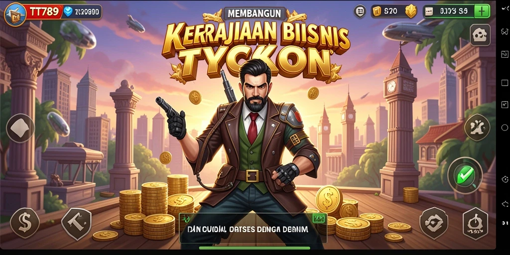 Tampilan gameplay <strong>TT789</strong> yang menampilkan berbagai aktivitas manajemen bisnis.